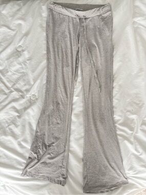 Light Grey Low Rise Flared Drawstring Pants